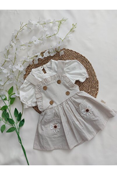 çilek bebe Kız Bebek Çiçek Desenli Badili Elbise