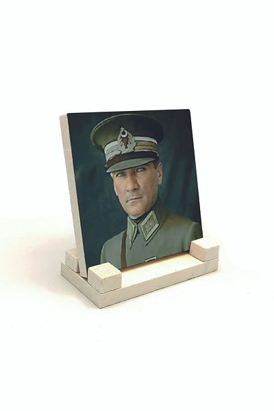 Sadrazam Ataturk Printed Natural Stone Desktop 10x10 Krt-102