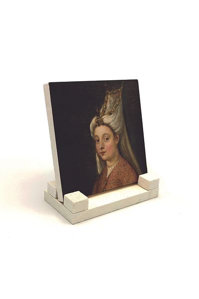 Sadrazam Suport de birou din piatră naturală imprimat Hürrem Sultan 10x10 Krt-94