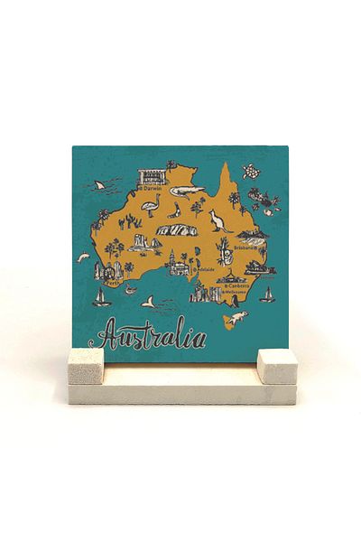 Sadrazam Suport de birou din piatră naturală imprimat cu simboluri australiene 10x10 Krg-65