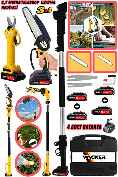 Wacker Alman Wcx 2000 Vf 4 Adet Akülü 2.7 Metre Teleskopik Hediyeli Akülü Dal...