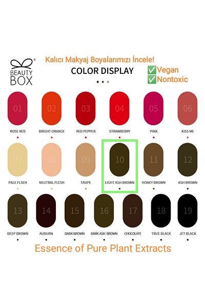 Beauty Box Light Ash Brown Vegan Permanent Makeup Paint PMU Pigment Nontoxic Essence of Pure Plant Extracts 12ml