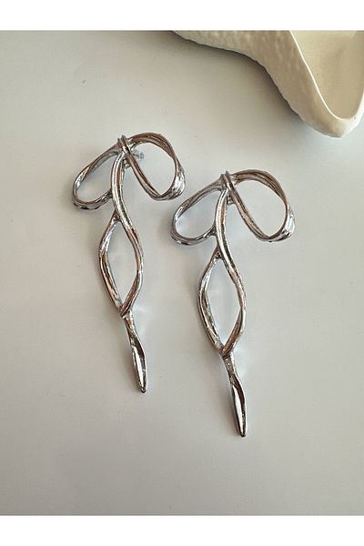 Ladies&Gentlemen Silver EarrinGs - Steel Bow DesiGn