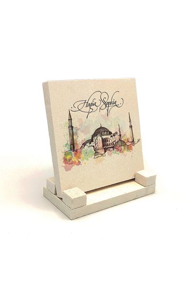 Sadrazam Hagia Sophia Mosque Printed Natural Stone Desktop 10x10 Krt-5