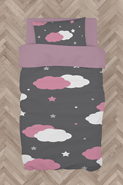 Generic Brand BABY AND KIDS ROOM Pink and White Cloud Patterned Duvet Cover Set