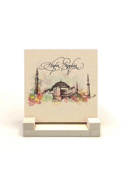 Sadrazam Hagia Sophia Mosque Printed Natural Stone Desktop 10x10 Krt-5