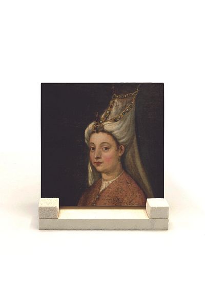 Sadrazam Suport de birou din piatră naturală imprimat Hürrem Sultan 10x10 Krt-94