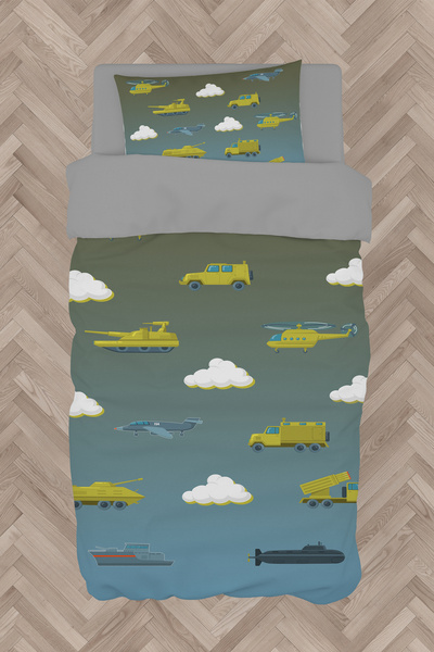 Generic Brand BABY AND KIDS ROOM Military Vehicle and Hopscotch Patterned Duv...