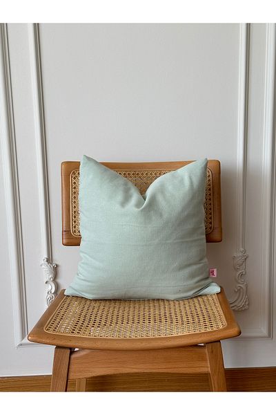 Galia Tasarım Water Green Reversible Washed Linen Bohemian Throw Pillow Cover