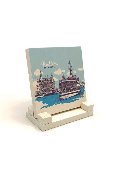 Sadrazam Kadiköy Steamer Printed Natural Stone Desktop 10x10 Krt-35