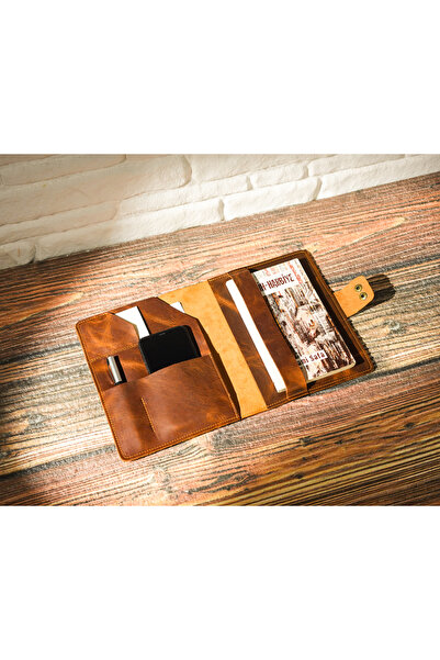 Cozy Leather Unisex, Kahverengi, El Yapımı, Hakiki Deri Defter Kılıfı, A5