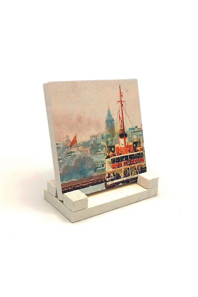 Sadrazam Istanbul Steamer Printed Natural Stone Desktop 10x10 Krt-33