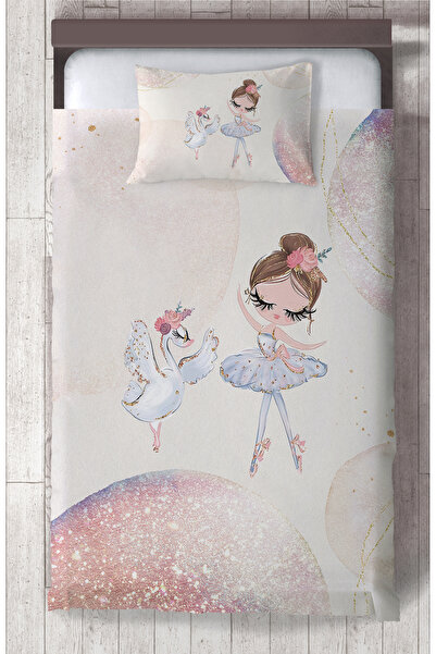 BAMBAŞKA MODA BEBEK VE ÇOCUK ODASI Kuğu ve Balerin Desenli Yatak Örtüsü