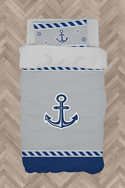 MASAL ODAM طقم غطاء لحاف منقوش باللون الأزرق لغرفة الأطفال والرضع BMN-8089