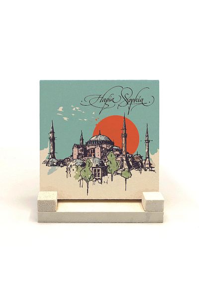 Sadrazam Hagia Sophia Mosque Printed Natural Stone Desktop 10x10 Krt-4