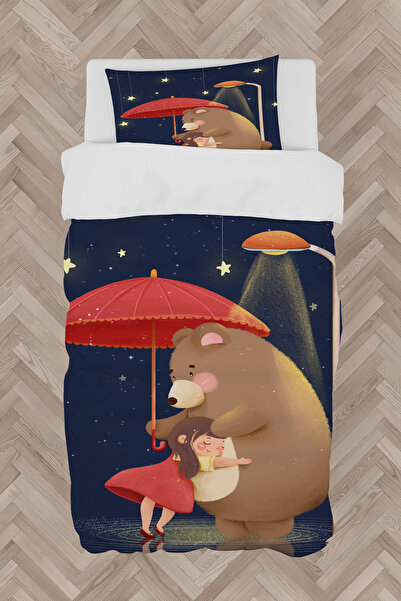 MASAL ODAM طقم غطاء لحاف بنمط دمية دب لطيف لغرفة الأطفال والرضع BMN-8032