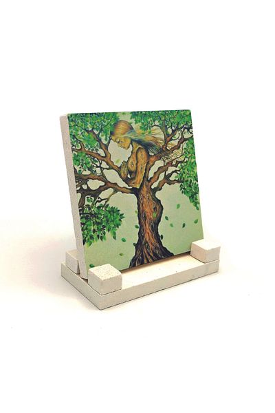 Sadrazam Wooden Women's Printed Natural Stone Desktop 10x10 Krg-148