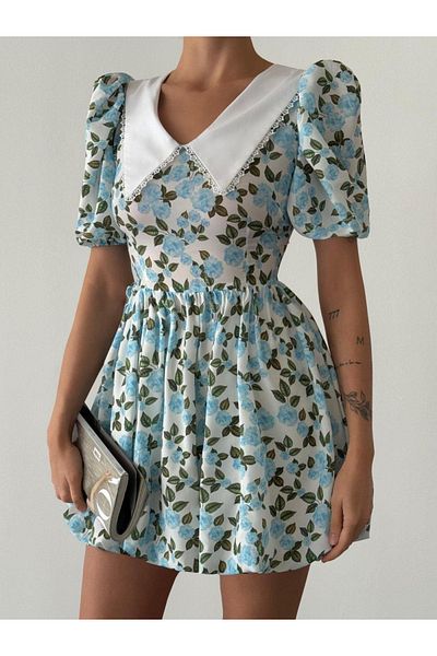 My Blog Rochie albastră cu modele florale pentru bebeluși