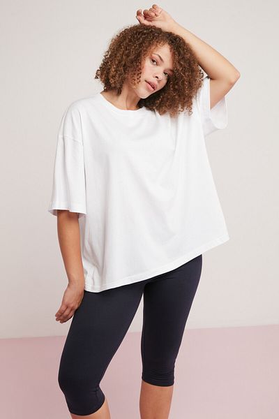 ETHIQUET Allison Women's Oversize White T-Shirt - 100% Cotton, Round Neck, Half Sleeve, Plus Size