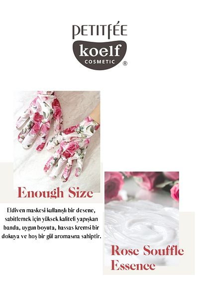 Petitfee Rose Petal Satin Glove Type Hand & Foot Mask Set 16ml