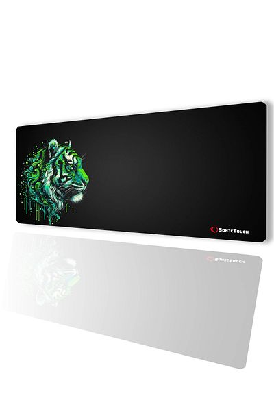 SonicTouch لوحة ماوس ألعاب UltraGrand باللونين الأسود والأخضر النيون بدون خياطة مقاس Xxl مقاس 40 × 90 سم