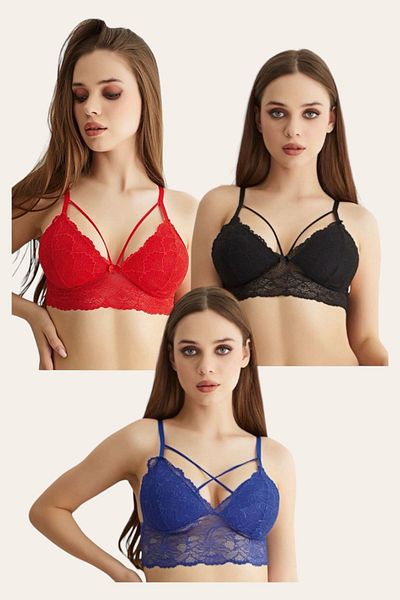 MODALADY 3 Pieces Lace Bralet Bra