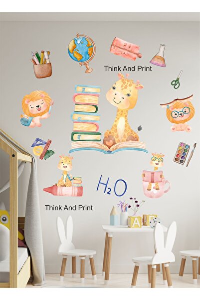 Think And Print Αυτοκόλλητο τοίχου με θέμα το χαριτωμένο λιοντάρι και τους φί...