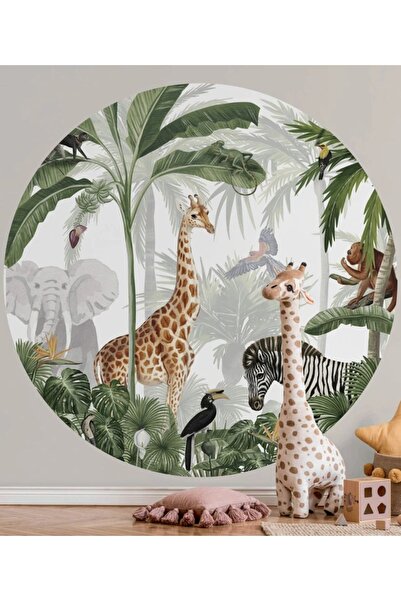 Sticker Ekspres Tropikal Forest Bohem Daire Bohem Tarz Dekoratif Duvar Sticker