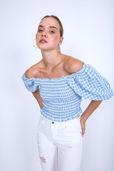 Vitrin Glitzerbluse mit Gingham-Muster