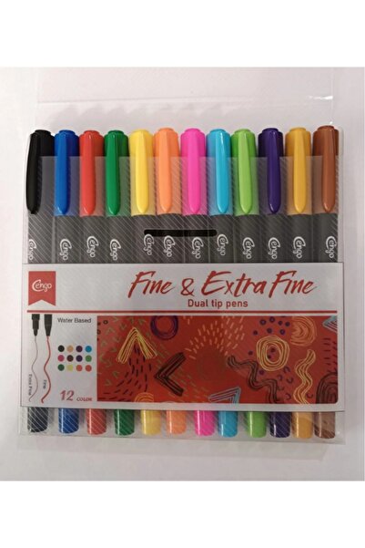 Cengo Double Sided Fineliner Writing and Drawing Pen 12 Colors