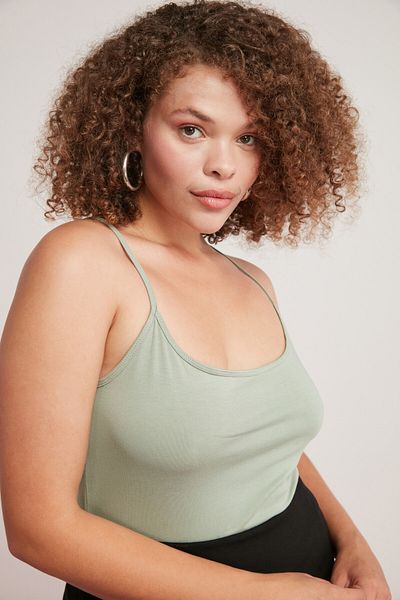 ETHIQUET Mındy Women's 100% Cotton Body Wrap Round Neck Thin Strap Sleeveless Green Large Size Body