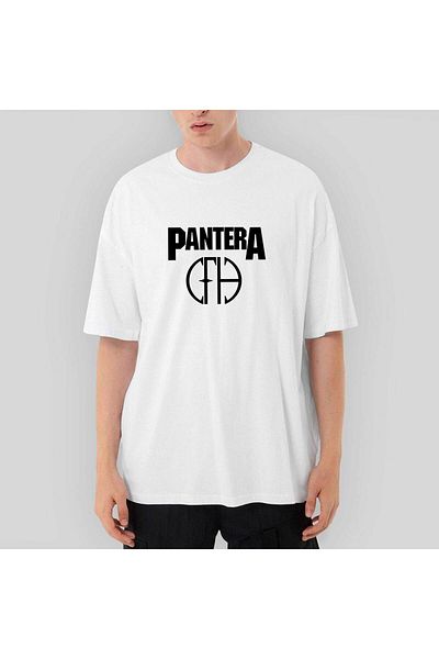 Z zepplin Pantera Logo And Figure Oversize White T-Shirt