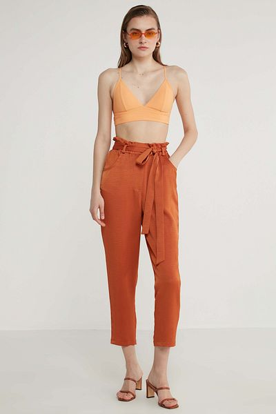 Vitrin High Waist Drawstring Carrot Trousers