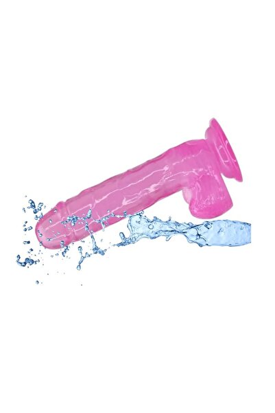 Sanal sağlık medikal ürünleri Realistik Pembe Penis 20 Cm Uzunluk Dildo Penis Strapon Hediyeli