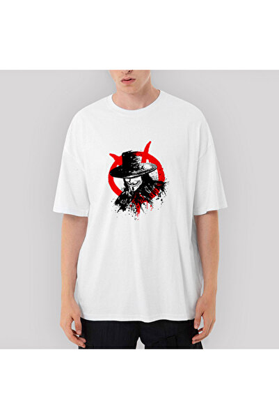 Z zepplin V for Vendetta Face Oversize White T-Shirt