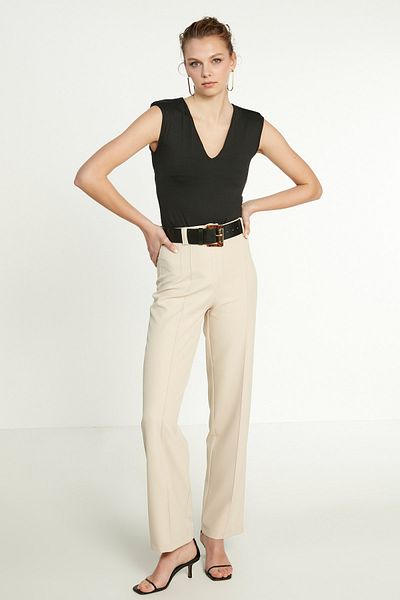 Vitrin High Waist Stitching Detailed Trousers