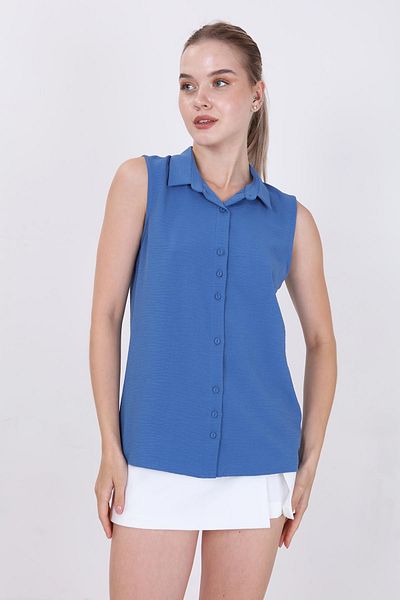 Vitrin Zero Sleeve Collar Front Button Blouse