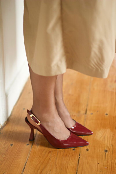 Rainon Store Linya Claret Red Patent Leather Women's Heeled Shoes