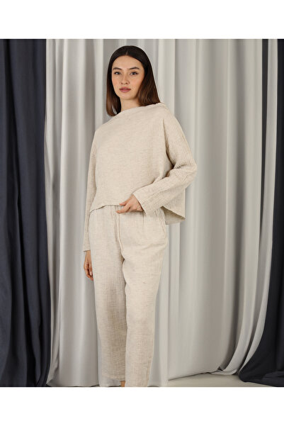 NEVHİS Çapraz Kenevir Müslin Bluz