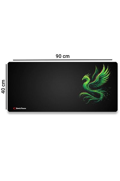 SonicTouch لوحة ماوس ألعاب UltraGrand Black Neon Green Phoenix Seamless Xxl لمشغل الألعاب المكتبي مقاس 40 × 90 سم