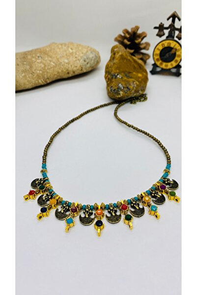 Porsuk Alternatif El yapımı tasarım pirinç aparatlı zirkon taşlı kadın kolye