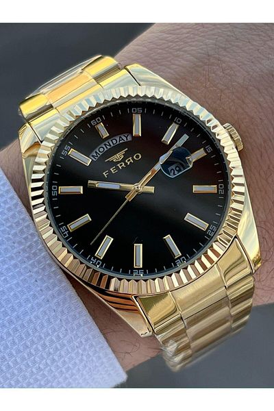 FERRO Steel Cord Calendar Waterproof Men's Wristwatch