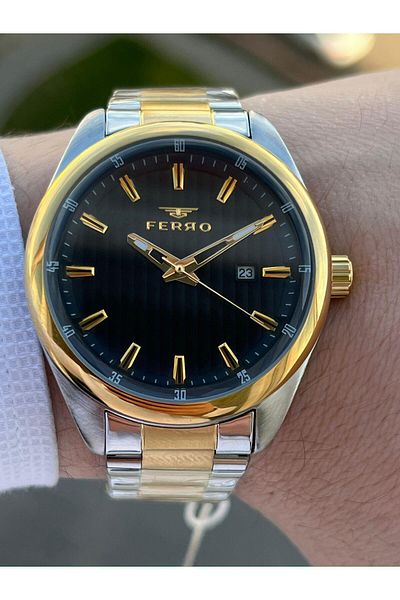 FERRO 30 m Waterproof Men's Wrist Watch with Steel Cord Calendar EFM11240-D2