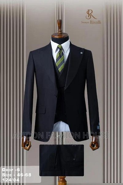 Senzo Rivolli Men's Black Slim Fit Suit