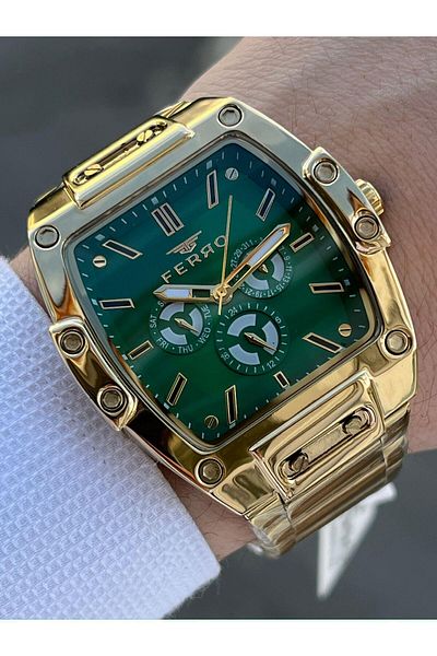 FERRO Inner Functions Active Steel Cord with Calendar 30 Mt Waterproof Men's Wristwatch EFM11437-B6