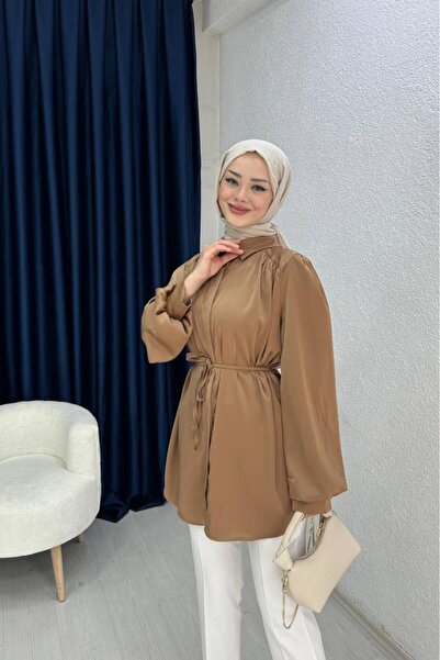 lurex moda BALON KOL SATEN GÖMLEK