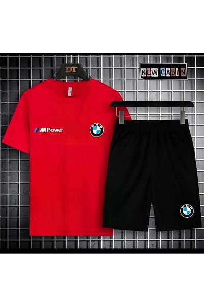 NewCabin New Season Mpower Printed Oversize T-Shirt - Slim Fit Cotton Shorts 2-Piece Set