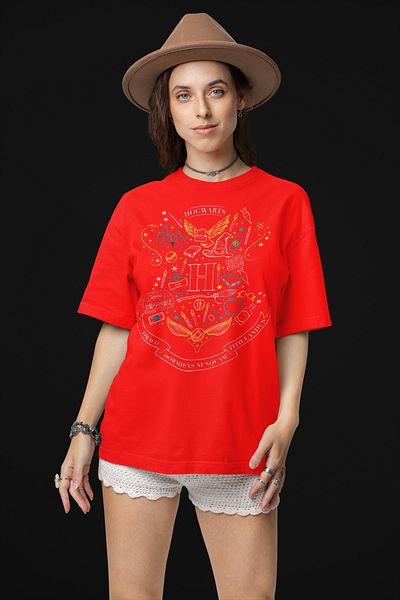 MAGORS STYLE-X HARRY POTTER HOGWARTS PRINTED CYCLING NECK, 100% COTTON, OVERSIZE TSHIRT
