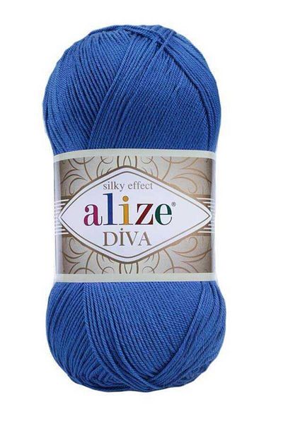 Alize Diva Mercerized 5 Pcs String Summer Bikini Bustier - Knit String, 132 Sax Blue