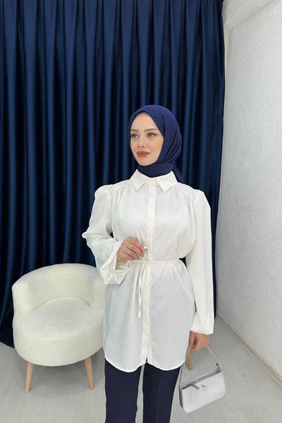 lurex moda Cămașă din satin cu mânecă cu balon